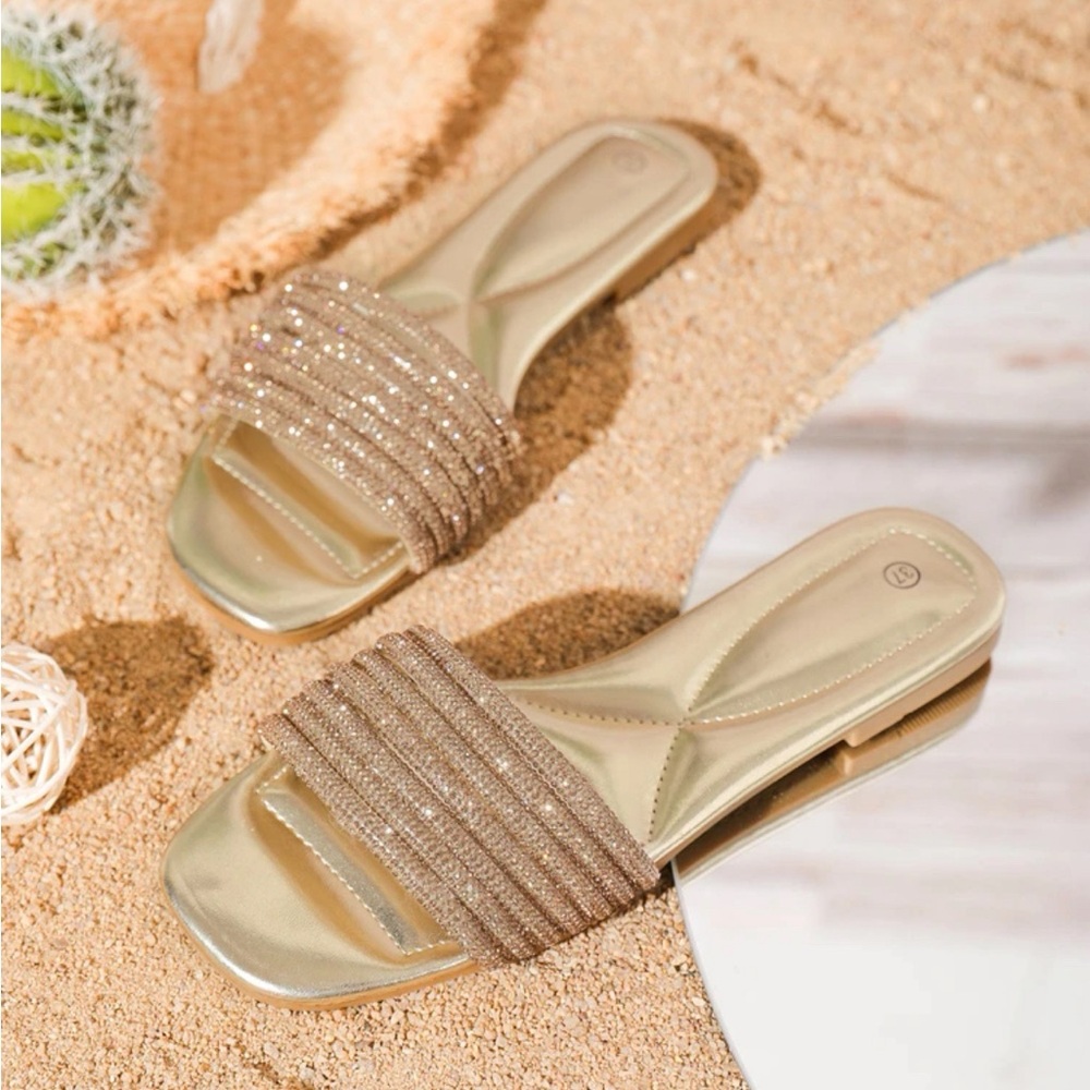 Flat Rhinestone Sandals
